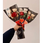 2’li Ayıcıklı Kırmızı Gül Buketi | Toptan Romantik Hediyelik | Sevgililer Günü Özel - Görsel 2